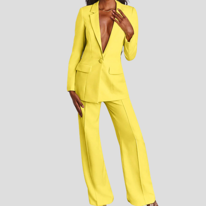 Dames elegante blazer & pantalon set, perfect voor zakelijke en formele gelegenheden.