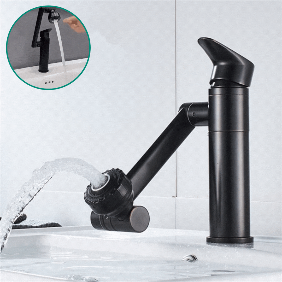 Flexibele 360° keukenkraan zilver met uittrekbare spuitfunctie, modern design voor optimale functionaliteit.