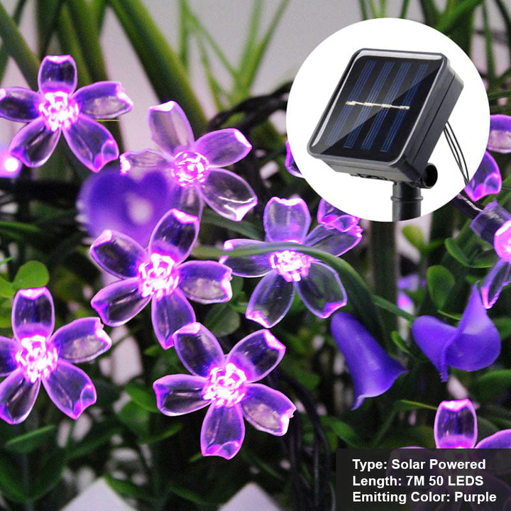 Mooie bloemvormige solar lampen; tuindecoratie overdag, sfeervolle LED buitenverlichting 's nachts. Zonne-energie.