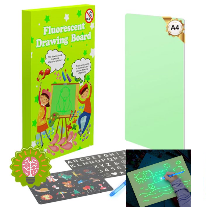 Lichtgevend tekenbord voor kinderen met speciale pen, ideaal voor creatief speelplezier en het stimuleren van de motoriek.