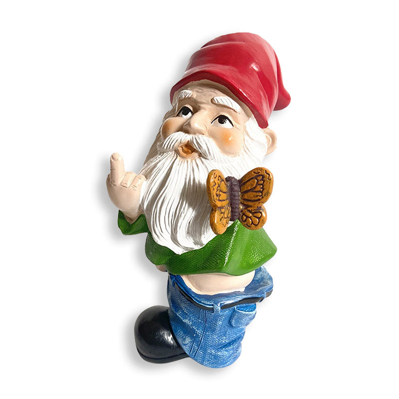 Vrolijke tuindwerg van hars, charmant beeldje voor tuin en balkon. Weerbestendig.
