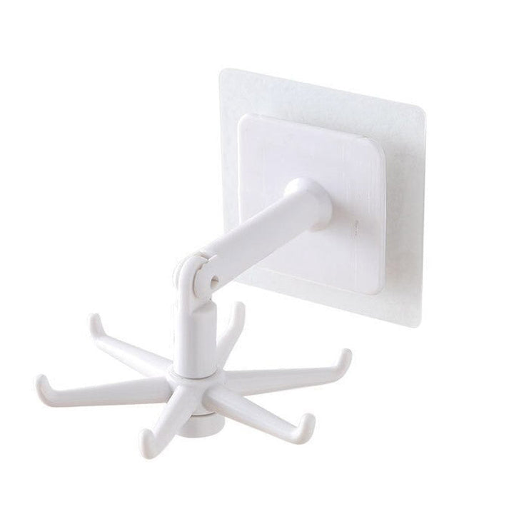Stijlvol zwart roterend keukenrek met 6 haken, modern design voor geordende opslag van keukenaccessoires en gerei.
