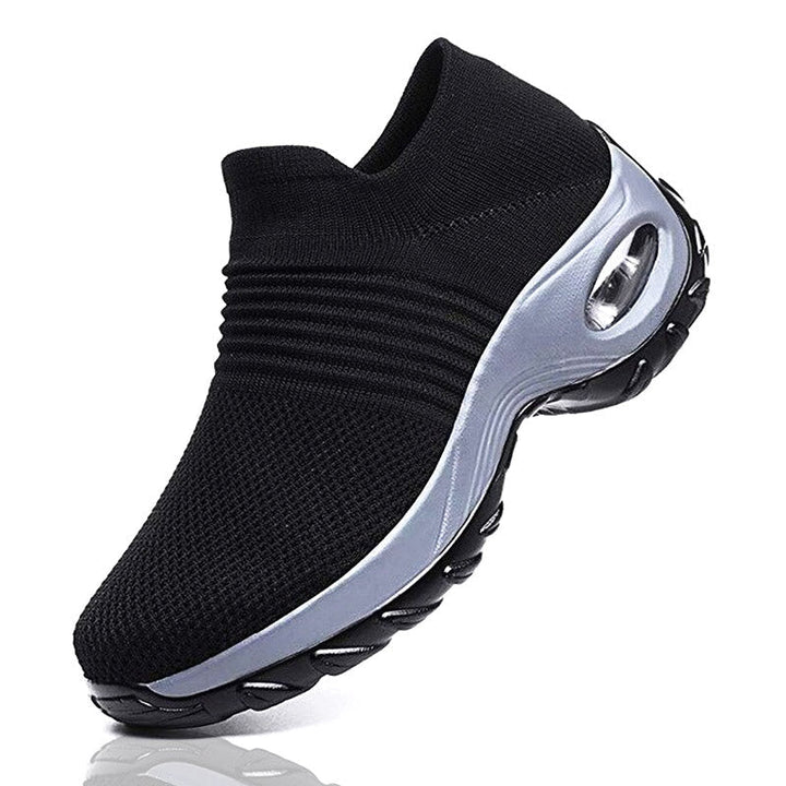 Close-up: Elastische stof van de AIR dames sneakers voor een perfecte pasvorm.