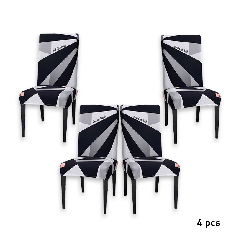 Zwarte stoelhoes voor eetkamerstoel; elastisch, beschermend en past in elk modern interieur.