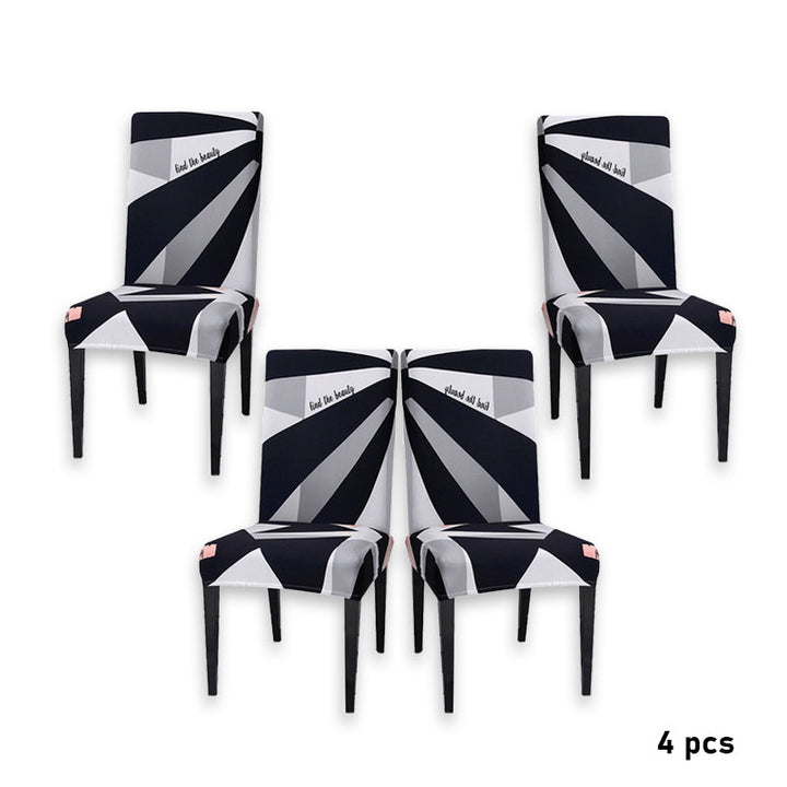 Zwarte stoelhoes voor eetkamerstoel; elastisch, beschermend en past in elk modern interieur.