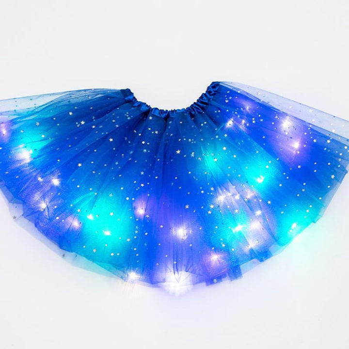 Rode, groene, blauwe en paarse LED tutu rokken voor meisjes, betoverende kinderkleding.