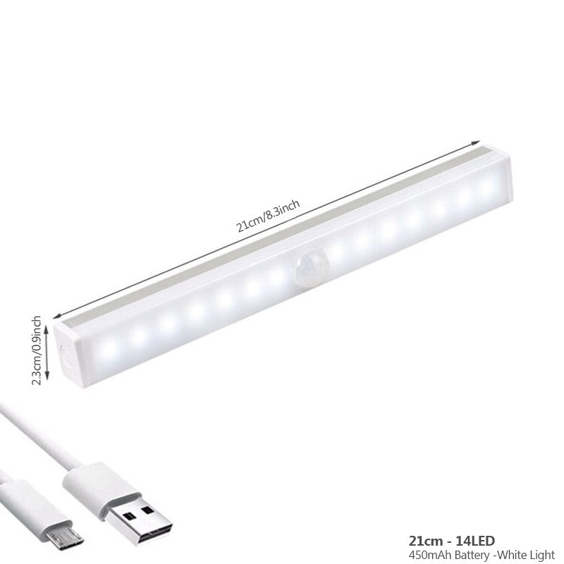 Oplaadbaar LED licht met bewegingssensor; perfect voor trappen en overloop.