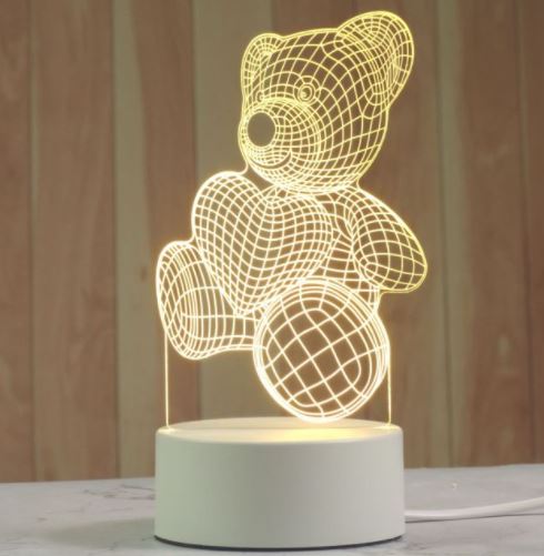 Uniek vormgegeven 3D nachtlamp, brengt warmte en sfeer als decoratieve LED verlichting.