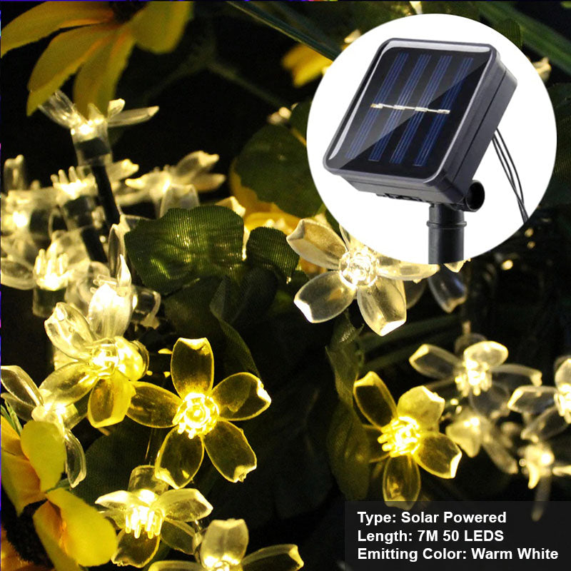 Charmante bloem solar lampen voor terras en tuin. Gemakkelijke, sfeervolle tuindecoratie met zonne-energie LED licht.