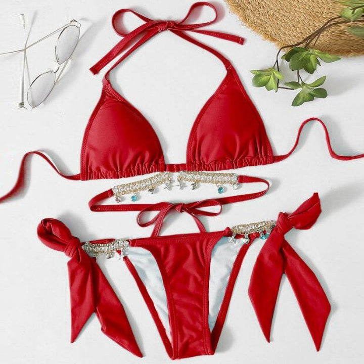 Schitterende crystal diamond bikini voor dames, perfect als glamour zwemkleding voor de beach.