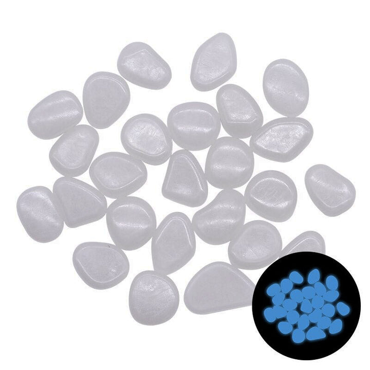 Blauwige glow stones die een magische gloed geven, perfect voor vijver- of padverlichting.