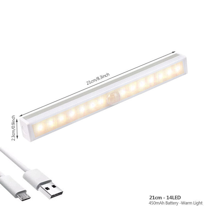Draadloze LED gangverlichting, oplaadbaar en energiezuinig met sensorfunctie.