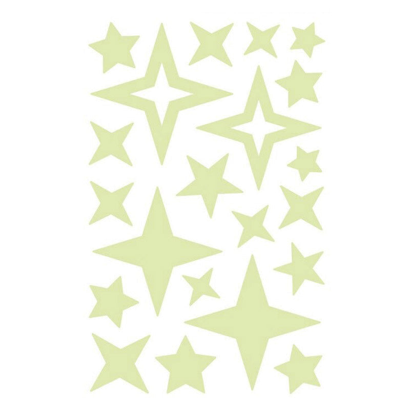 Decoratieve lichtgevende sterren muurstickers set, betoverende kinderkamer muurdecoratie.