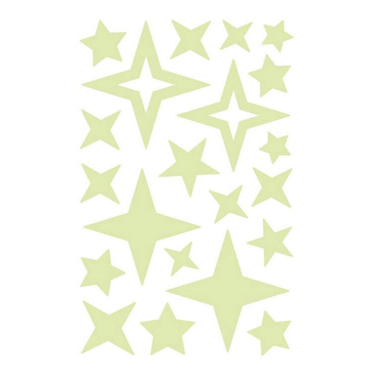 Decoratieve lichtgevende sterren muurstickers set, betoverende kinderkamer muurdecoratie.