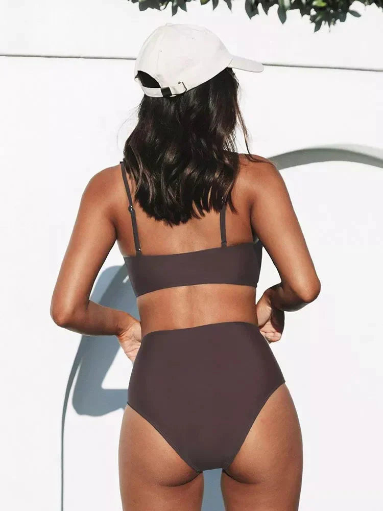 Gebloemde hoge taille bikini set voor dames, voelt zacht en comfortabel aan.