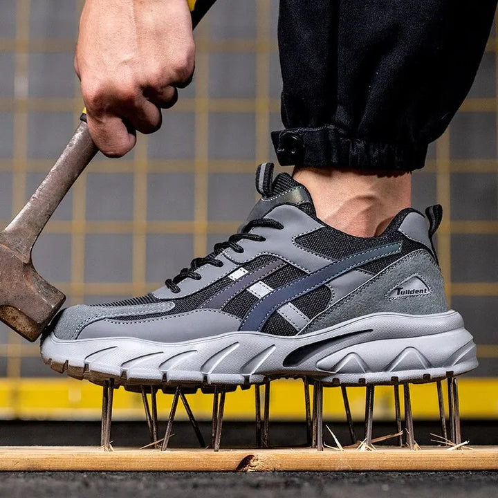 Comfortabele Arjan heren werkschoenen met antislipzool, stalen neus en ademend bovenwerk voor lange werkdagen.