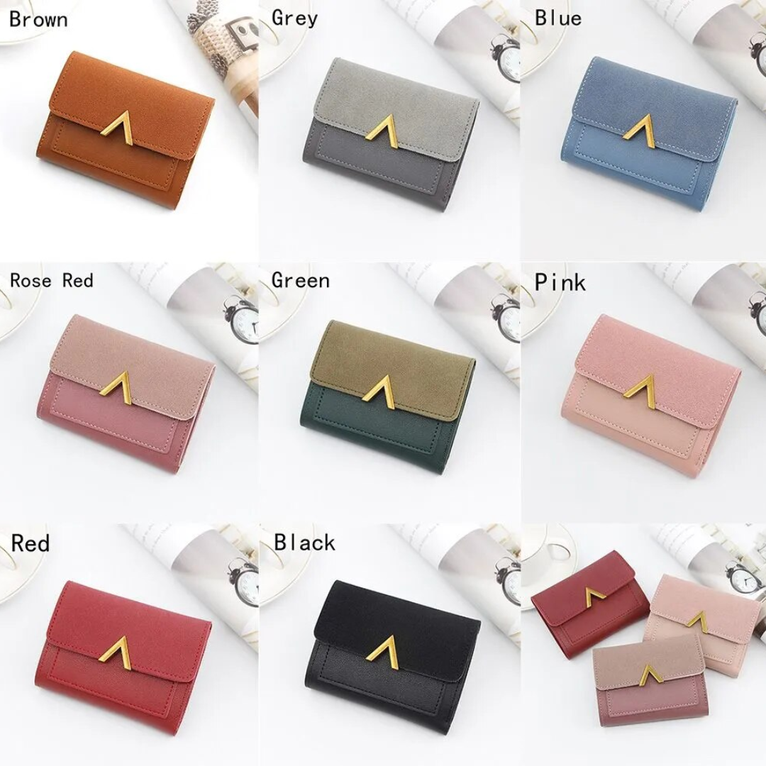 Trendy fluwelen & lederen dames mini portemonnee met muntvakje.