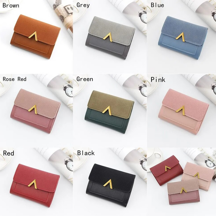 Trendy fluwelen & lederen dames mini portemonnee met muntvakje.