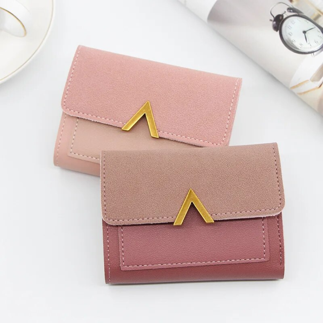 Fluwelen mini portemonnee voor dames, compact, van echt leer, modern.