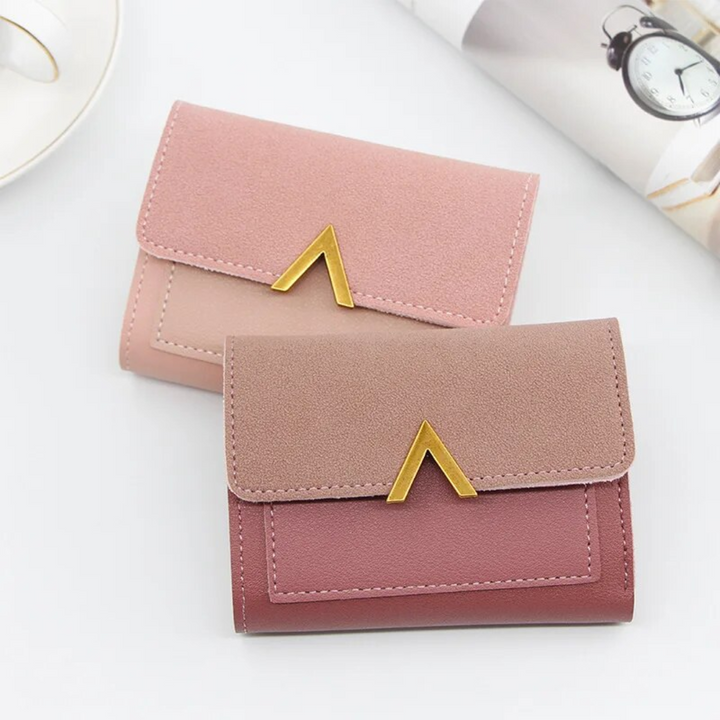 Fluwelen mini portemonnee voor dames, compact, van echt leer, modern.