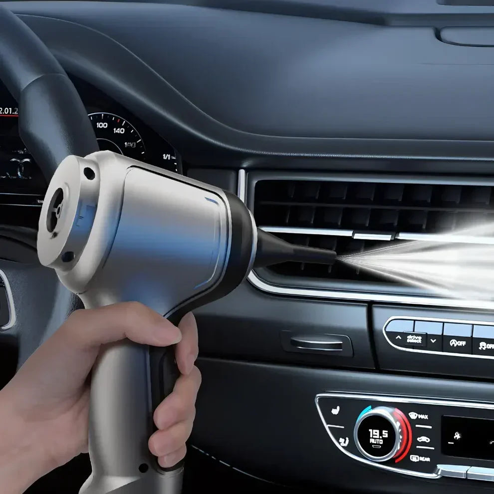 De 2-in-1 stofzuiger/bladblazer met verschillende opzetstukken voor veelzijdige schoonmaak thuis & auto.