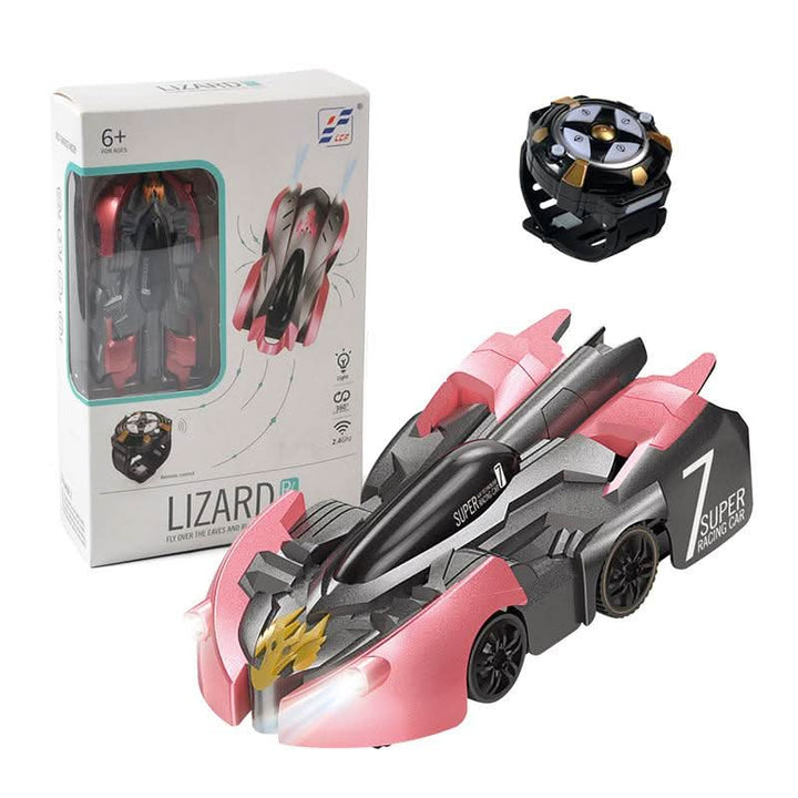 Oranje RC stuntauto, wandklimmer. Uitdagend speelgoed voor 360 graden actie op elk vlak, cadeautip.