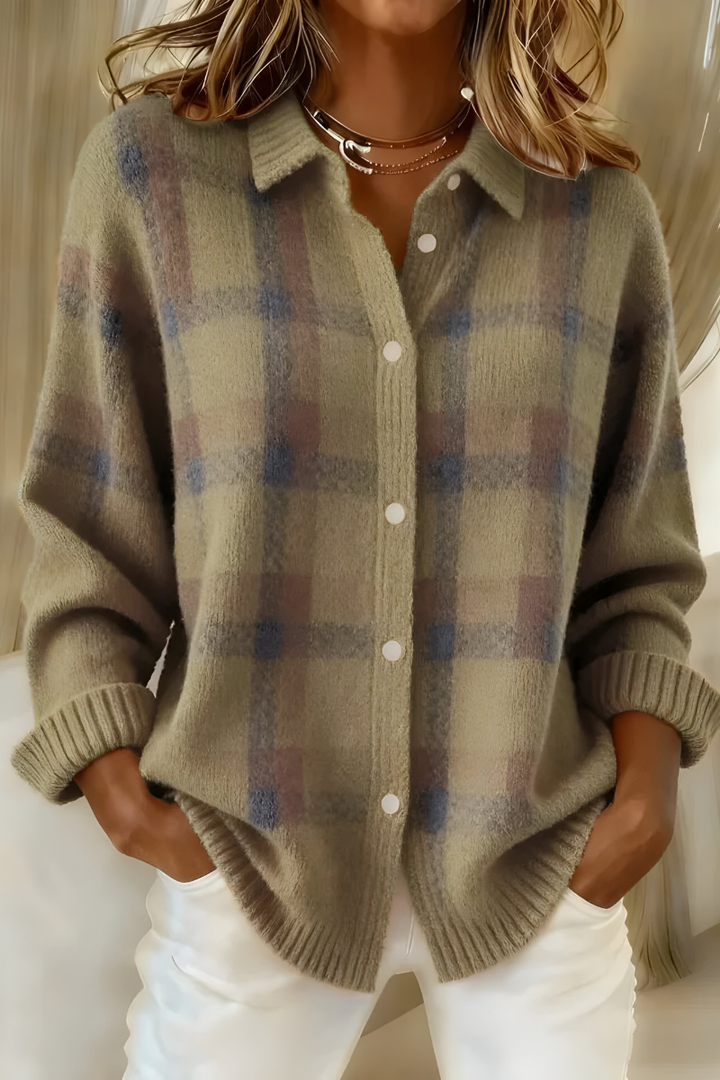 Geruit dames vest met retro design, perfect als comfortabele en stijlvolle bovenkleding voor dames.