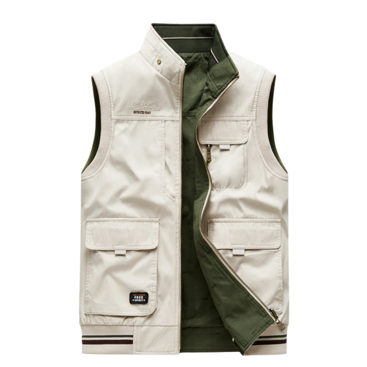 Stijlvol heren vest met ritssluiting, perfect voor een comfortabele casual of smart-casual look in lente of herfst.