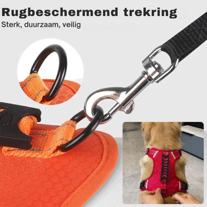 Verbeter je wandeling met dit reflecterende anti-trek hondenharnas; comfort en betere controle aan de hondenriem.