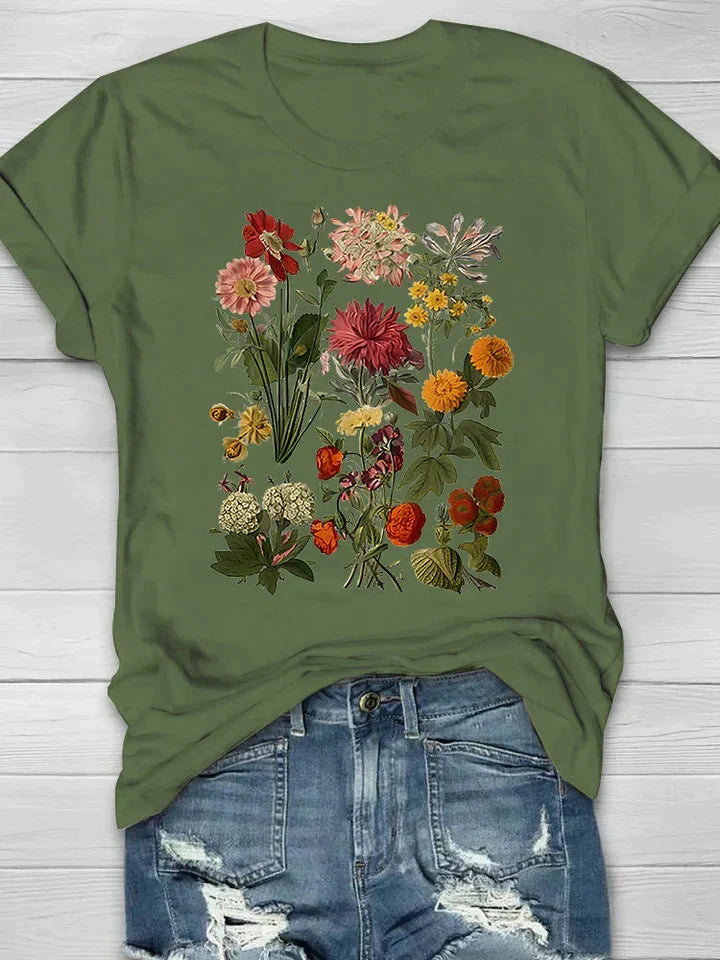 Elegant dames zomer shirt met vintage bloemenprint, casual chic voor elke gelegenheid, vrouwelijke mode.