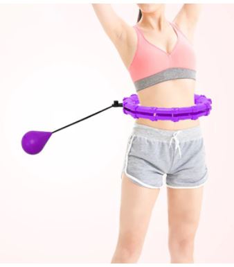 Stijlvolle roze/violet slimme fitness hoepel; een verstelbare hula hoop voor effectieve thuisworkouts en gewichtstraining.