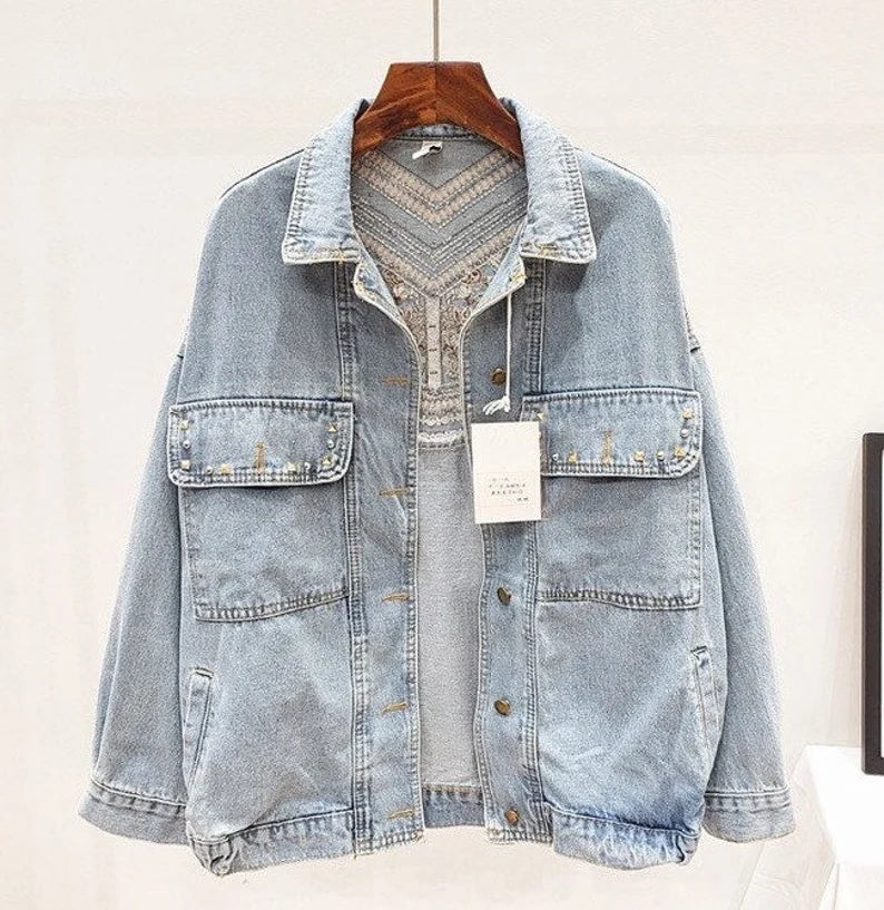 Lichtgewicht damesjack, boho bloemenprint, franjes, ideaal voor lente/zomer festivals, casual.