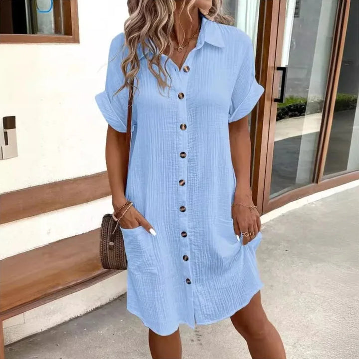 Elegante casual mini zomerjurk voor dames met kraagje, perfect voor diverse gelegenheden.