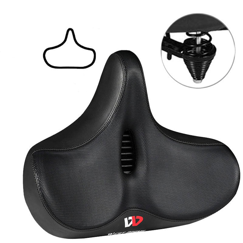 Zwart ergonomisch fietszadel met schokabsorptie voor maximaal fietscomfort op elke fiets.