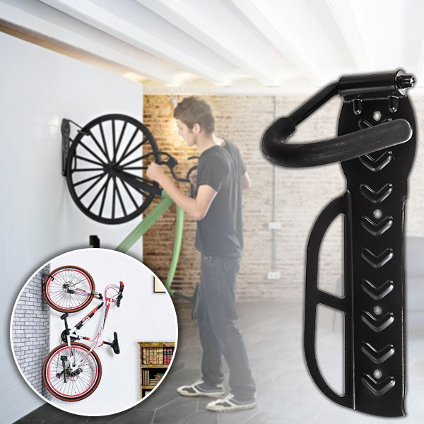 Universele wand fietshouder, geschikt voor diverse fietsen, modern en ruimtebesparend in huis.
