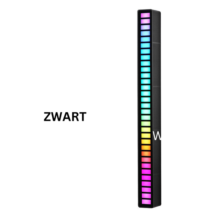 Compacte USB oplaadbare RGB geluidsbalk. Decoratieve LED sfeerverlichting voor muziek en gaming.