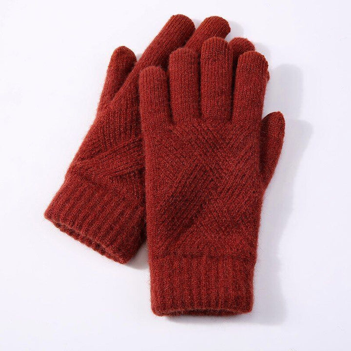 Warme gebreide dameshandschoenen van katoen-wolmix, ideaal voor de winter en comfortabel.