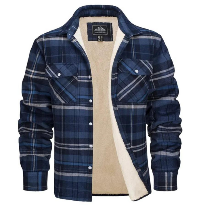 Geruit heren winterjack met warme pluche voering. Stijlvol en comfortabel voor koude dagen.