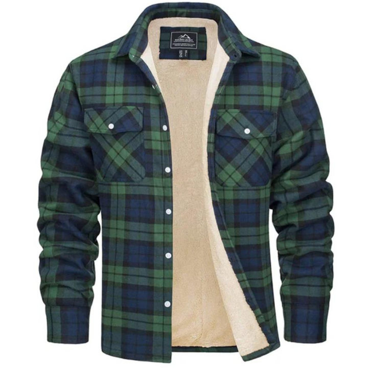 Comfortabele heren winterjas, geruit, met zachte pluche voering voor extra warmte en stijl.