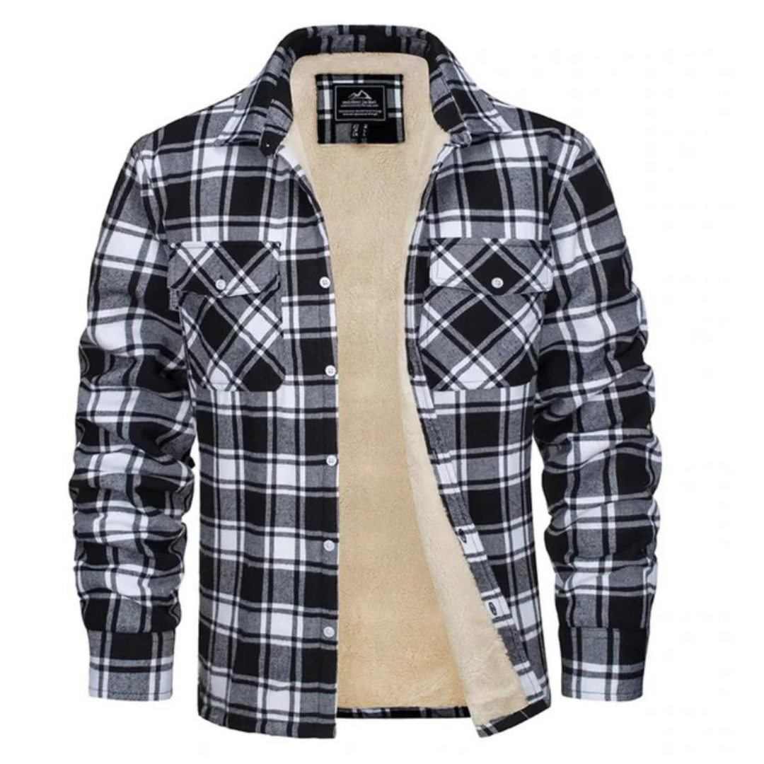 Casual geruite heren winterjas met pluche voering, mode en warmte voor dagelijks gebruik.