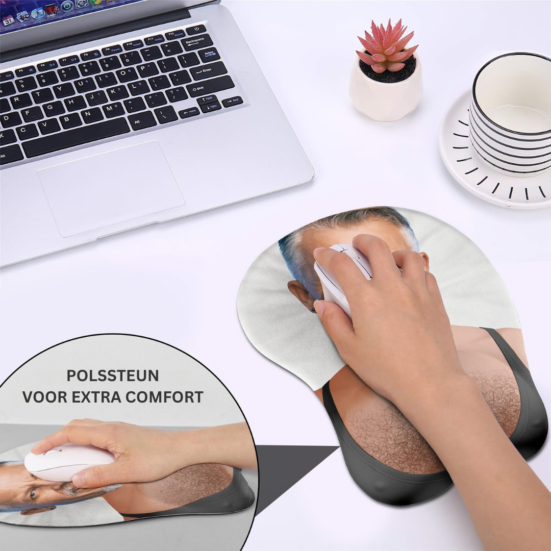 Unisex gepersonaliseerde 3D muismat met foto en polssteun, perfect verjaardagscadeau voor mannen en vrouwen.