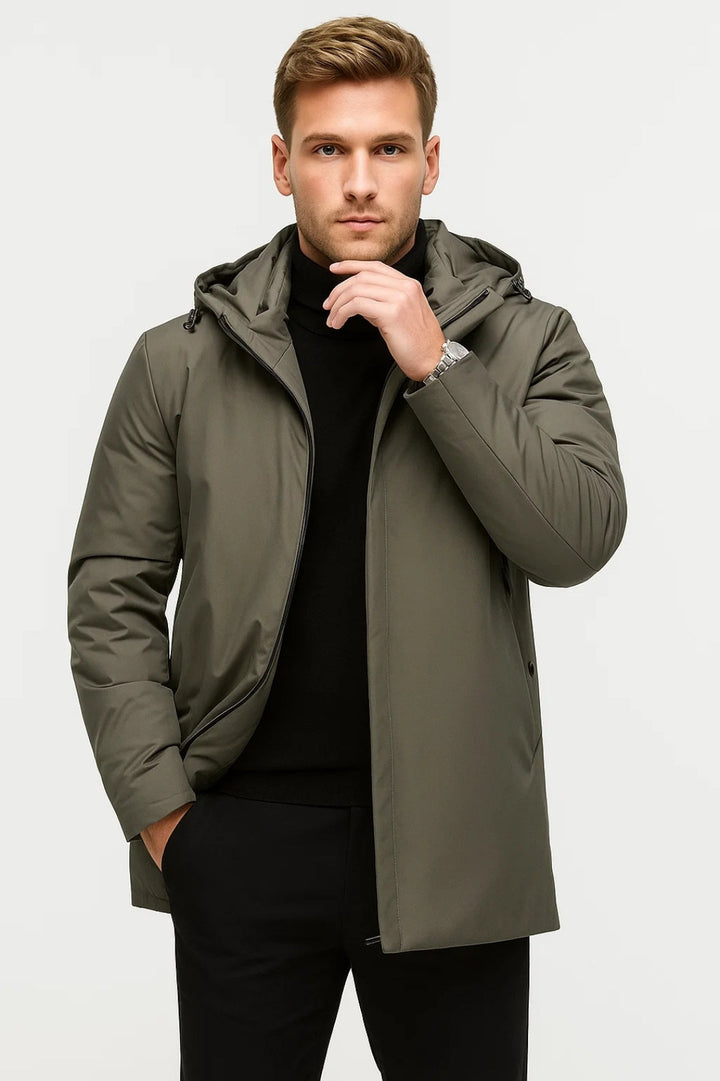 Stijlvolle heren waterafstotende mantel Oscar, perfect voor zakelijk of casual gebruik in elk weer.