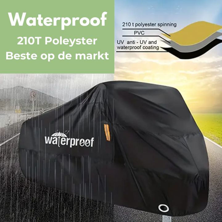 Universele zwarte opberghoes voor voertuigbescherming van motor en fiets; ideaal voor buitenopslag.