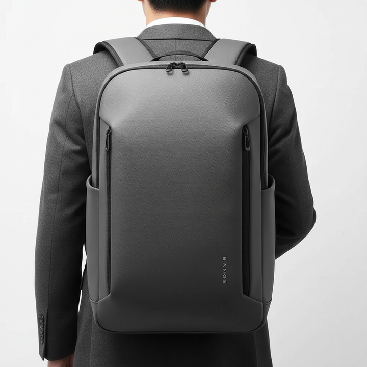 Stijlvolle grijze business rugzak; professionele uitstraling voor werk, kantoor & zakelijk gebruik.