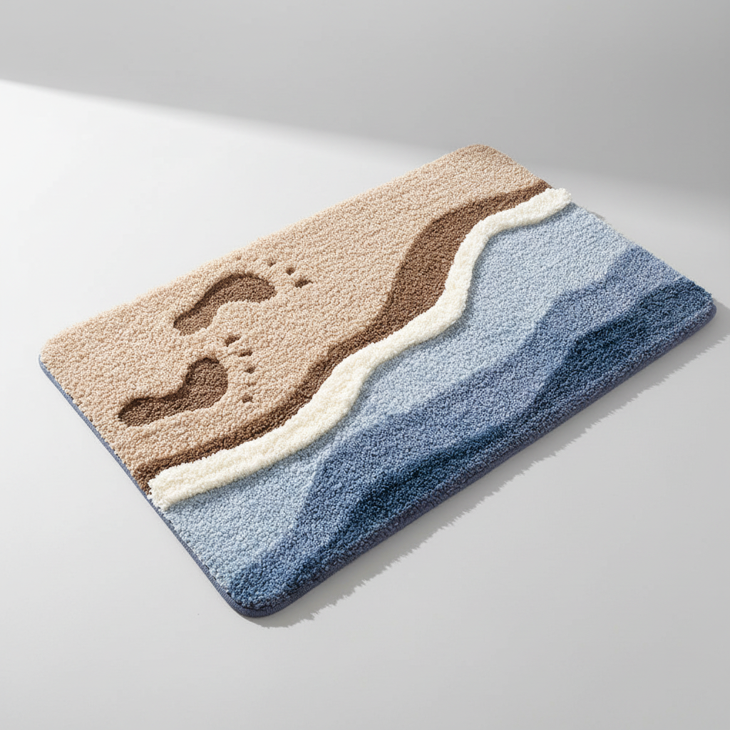 Decoratieve pluche vloerkleed, zacht en comfortabel. Ideaal als badmat, in de hal, slaapkamer of kinderruimte.