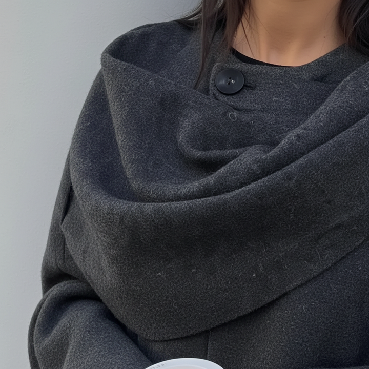 Oversized dames modecape Leilani. Comfortabele en chique ruimvallende bovenkleding voor dames, herfst/winter.
