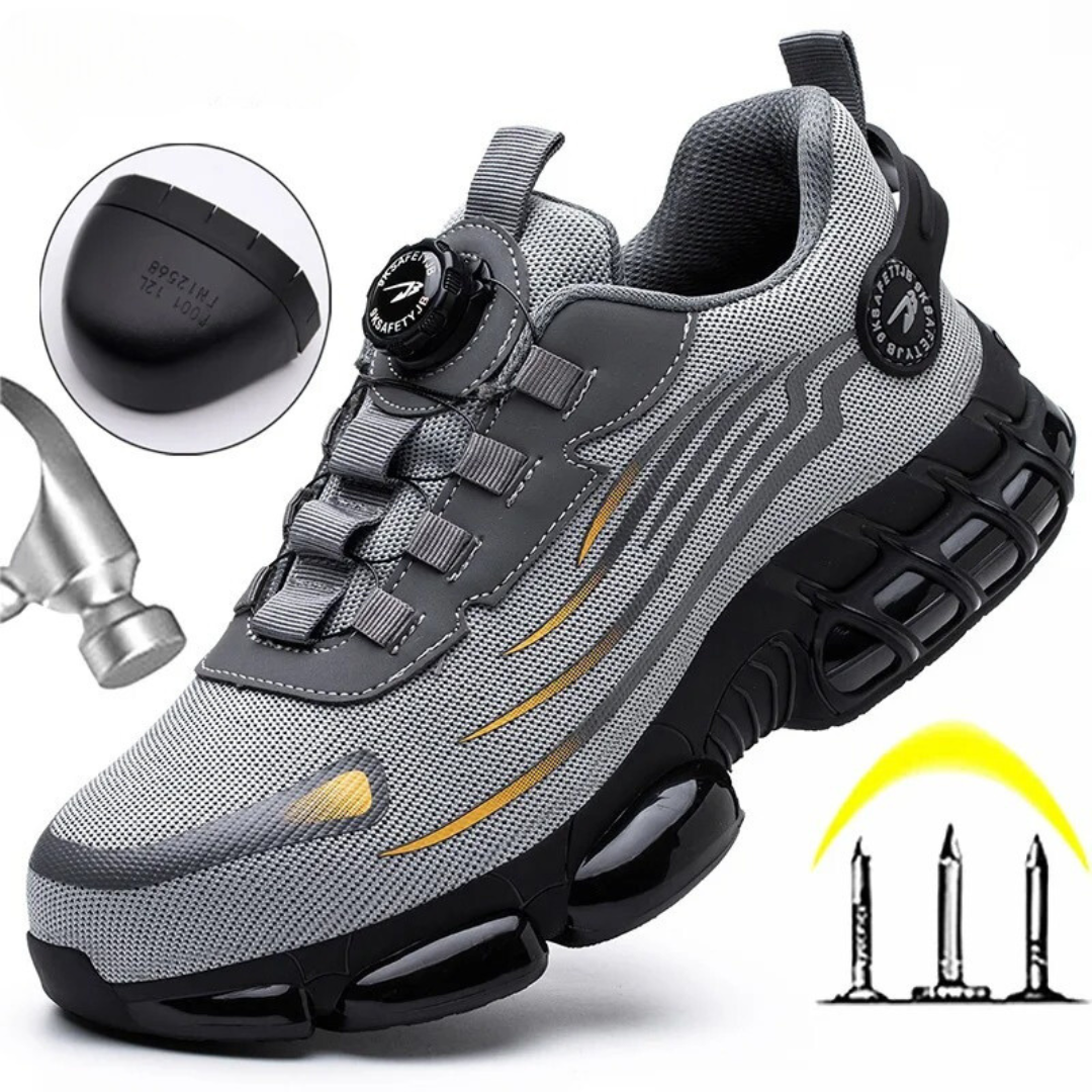 Prestatiegerichte heren werkschoenen, beschermend en comfortabel, met antislip en snelle sluiting.
