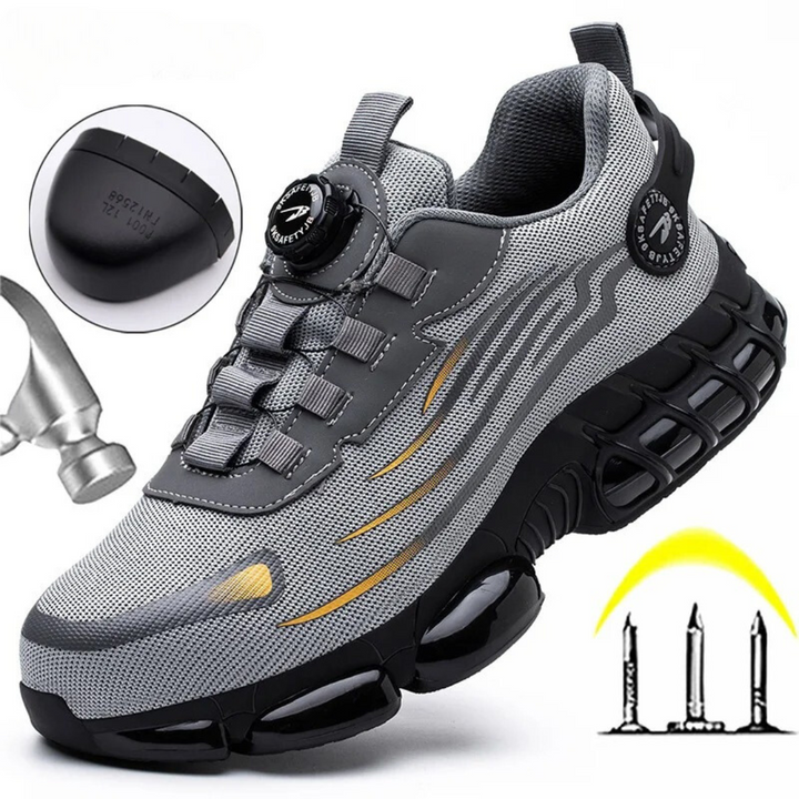 Prestatiegerichte heren werkschoenen, beschermend en comfortabel, met antislip en snelle sluiting.