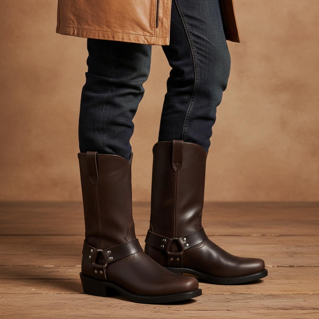 Heren Ryan westernlaarzen van donkerbruin leer met tijdloze stijl en comfort.