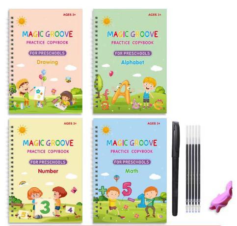Blij kind leert schrijven met educatief oefenboek; stimuleert fijne motoriek en letters/cijfers.